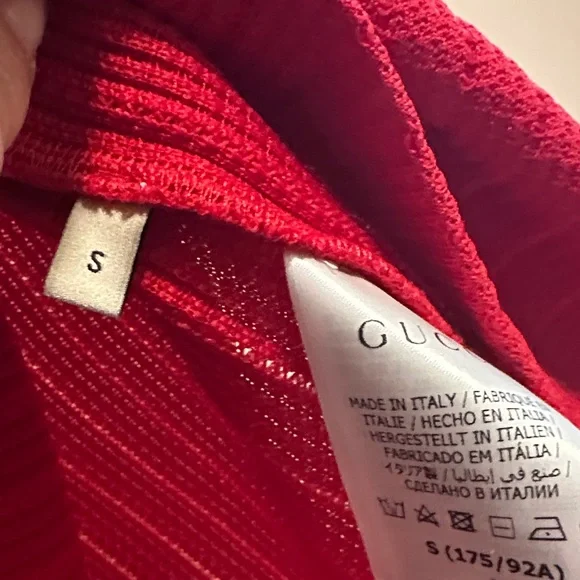 Gucci x Adidas Red Ribbed Short-Sleeve Knit Top with Green Trim - Picture 3 of 4